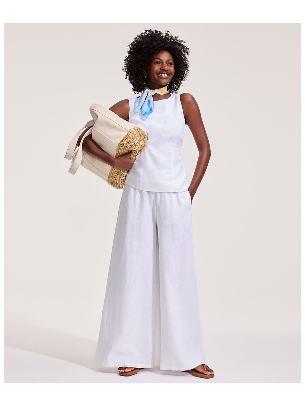 NWT Linen High Rise Palazzo Pants Size L